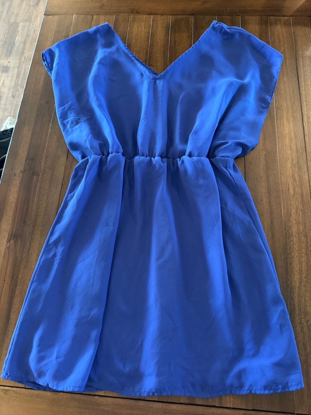 Olive & Oak Royal Blue V-Neck Gathered Waist Dress